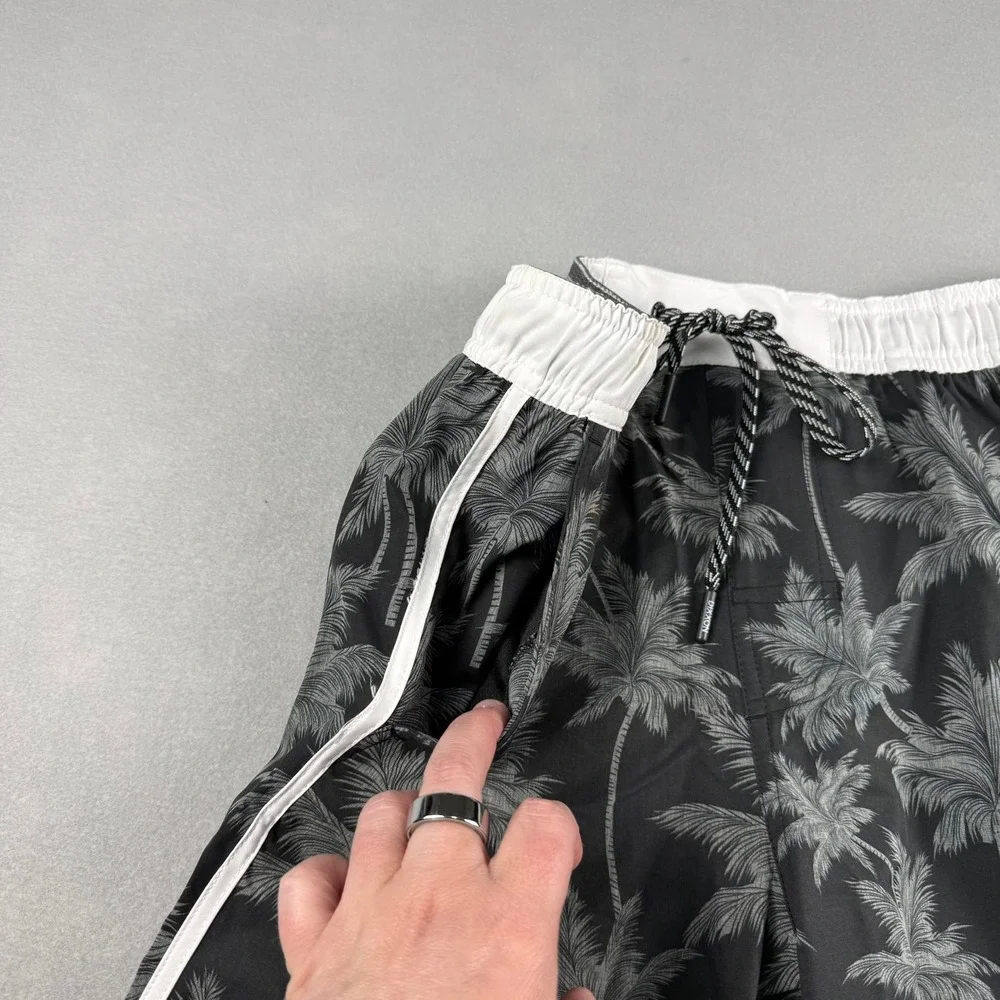 Dixxon Mens S Chad‎ Bali Swim Shorts Black Palm Tree Boardshorts Tropical Surf